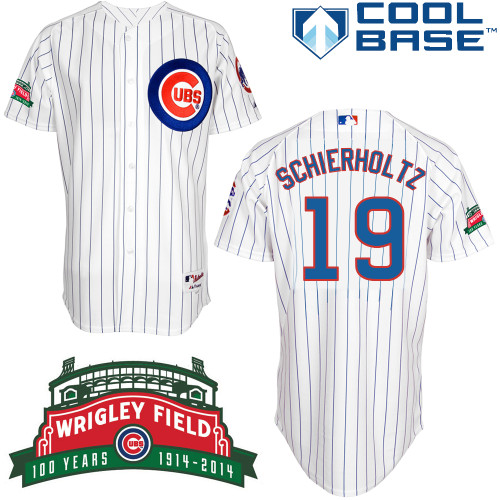 Nate Schierholtz #19 mlb Jersey-Chicago Cubs Women's Authentic Wrigley Field 100th Anniversary White Baseball Jersey